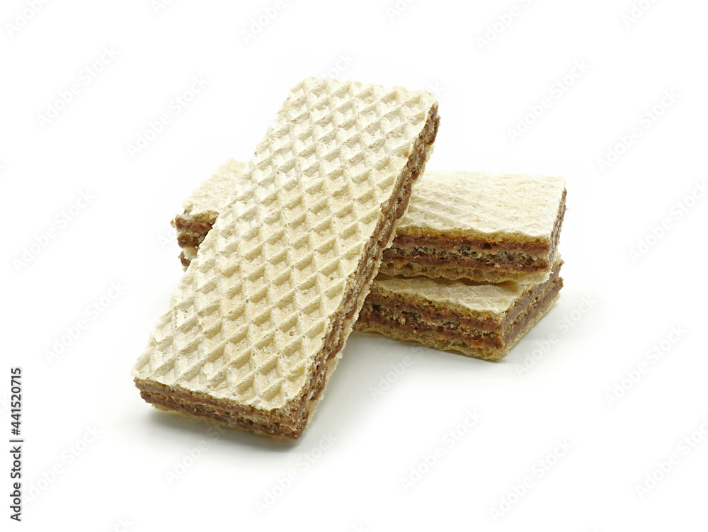 Stack of wafers cream hazelnut chocolate, Isolated on white background Stack of wafers cream hazelnut chocolate, Isolated on white background