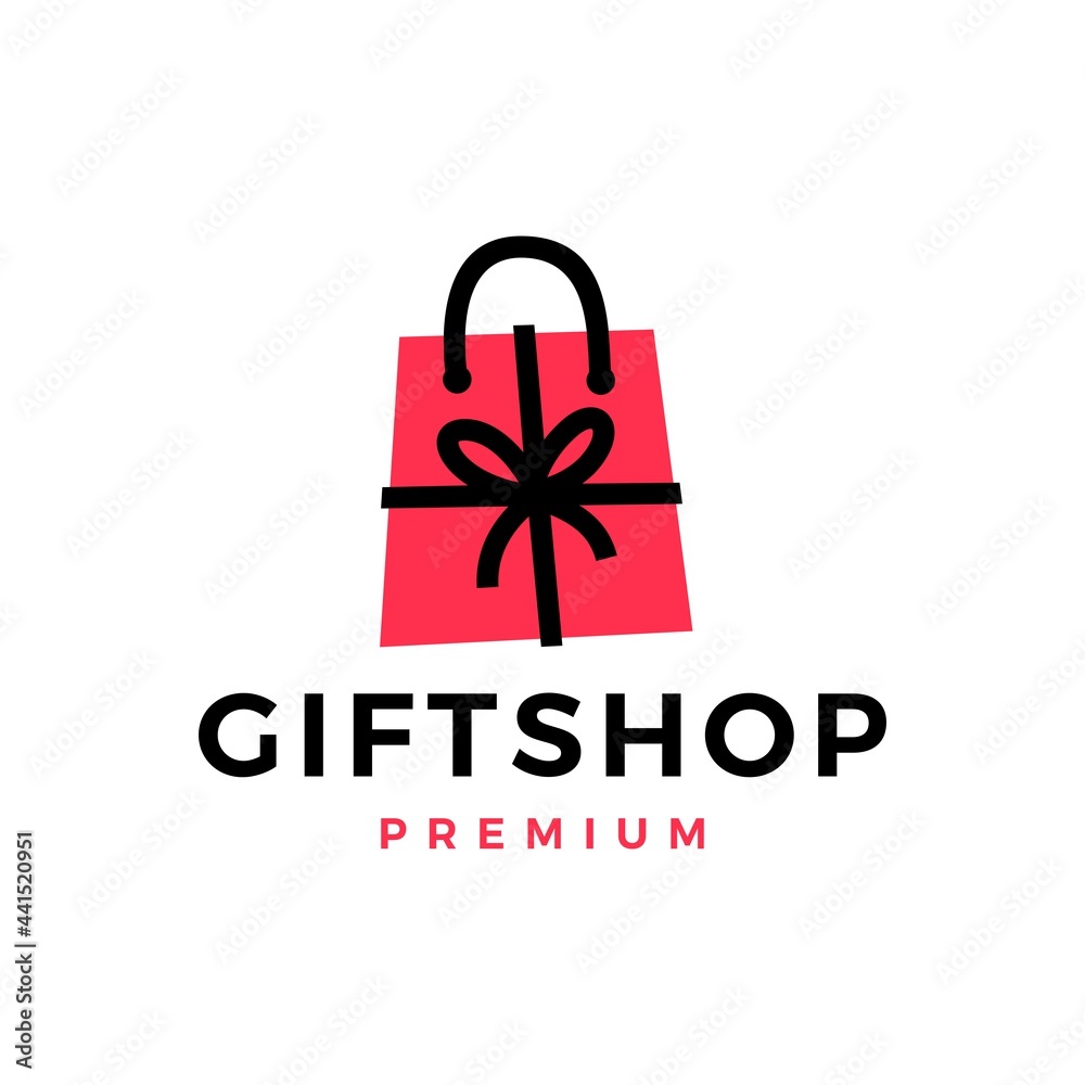 gift shop shopping bag logo vector icon illustration