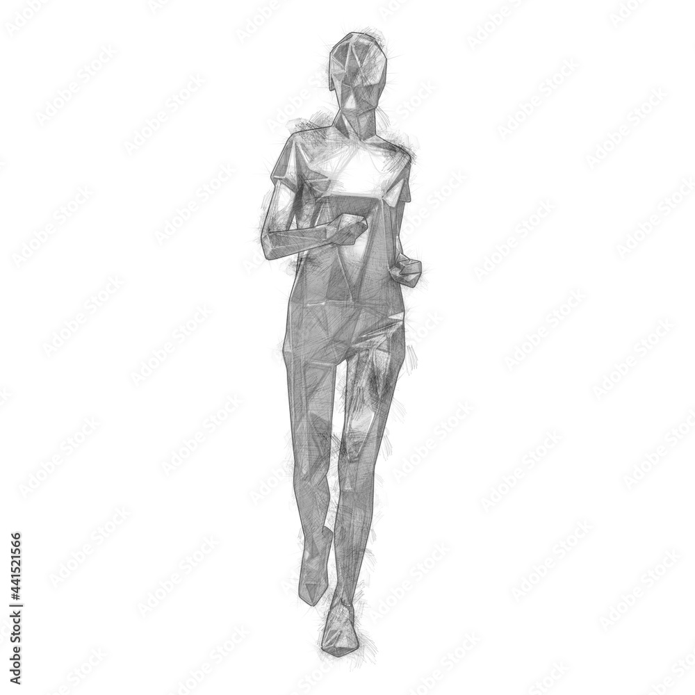 Low poly sketch of a woman jogging. Low poly sketch of a woman jogging.