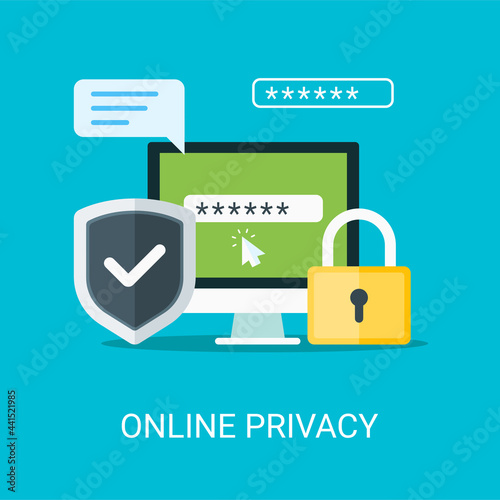 Online privacy vector illustration concept in flat style. Suitable for web banners, social media, postcard, presentation and many more.