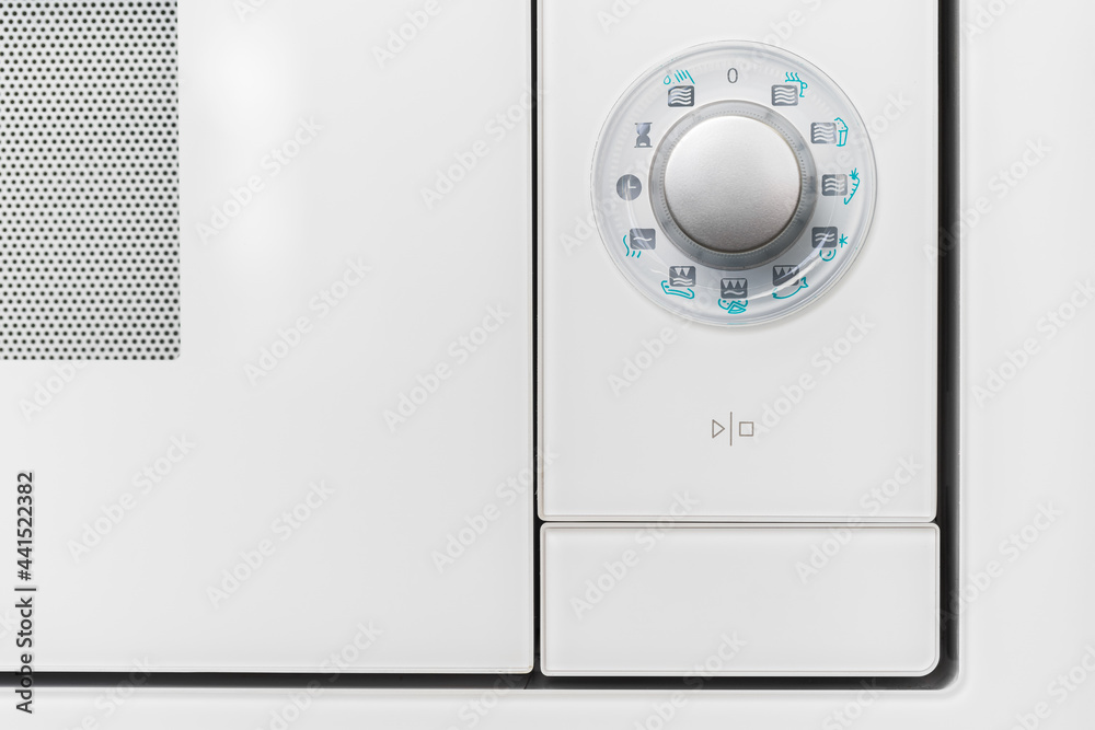 New modern microwave oven in a shop, close up New modern microwave oven in a shop, close up