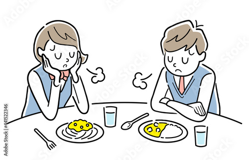 ベクターイラスト素材：食欲がない男子学生と女子学生
