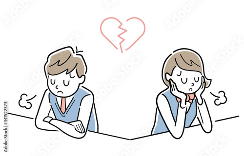 ベクターイラスト素材：失恋する男子学生と女子学生

