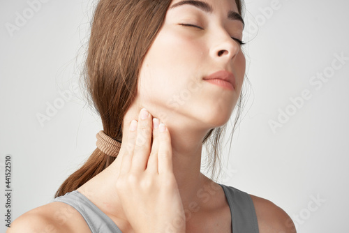 woman with neck pain health problems medicine injury