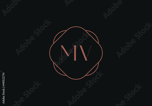 Initial letters MV logo design template