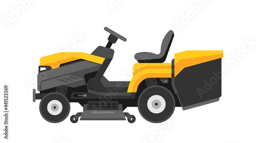 Tractor lawn mower. flat style. isolated on white background