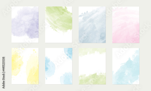 A set of watercolor backgrounds of delicate colors for posters. © KivKom
