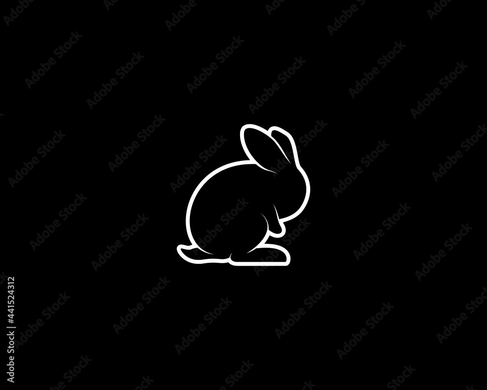 Rabbit Silhouette on Black Background. Isolated Vector Animal Template for Logo Company, Icon, Symbol etc Rabbit Silhouette on Black Background. Isolated Vector Animal Template for Logo Company, Icon, Symbol etc