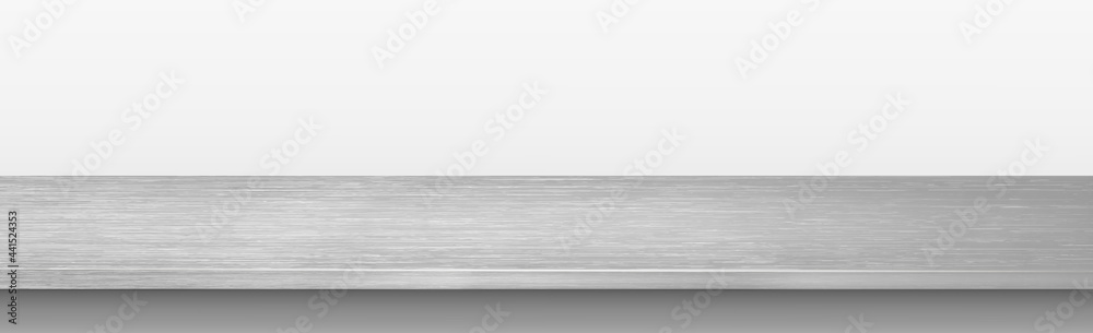Metal kitchen countertop, iron texture, large table on a white background - Vector - obrazy, fototapety, plakaty 