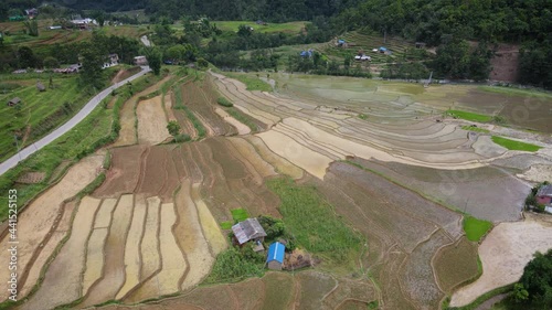 Panoramic aerial view of rice fields in Gulmi Nepal photo