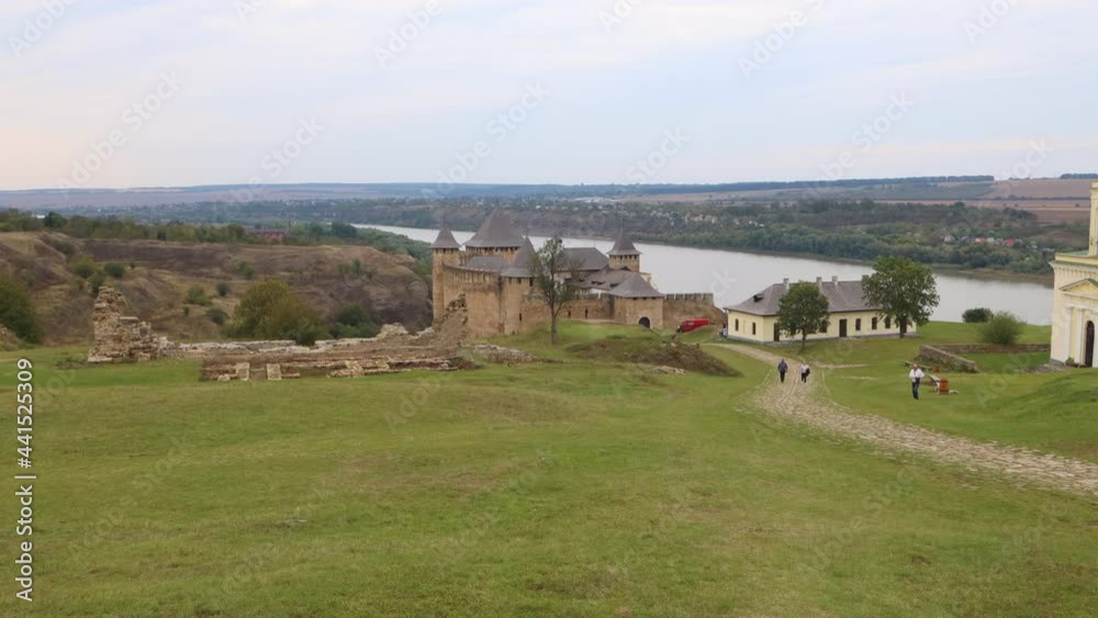 Summer view of the old historic Khotyn fortress near the Dniester river. Ukraine. Summer view of the old historic Khotyn fortress near the Dniester river. Ukraine.