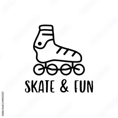 Outline logo emblem with roller skate
