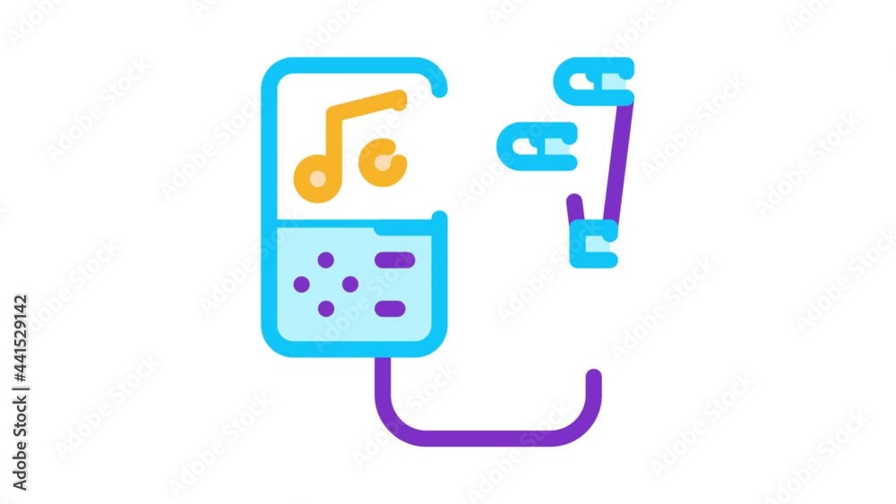 Portable Record Player With Headphones animated icon on white background Portable Record Player With Headphones animated icon on white background