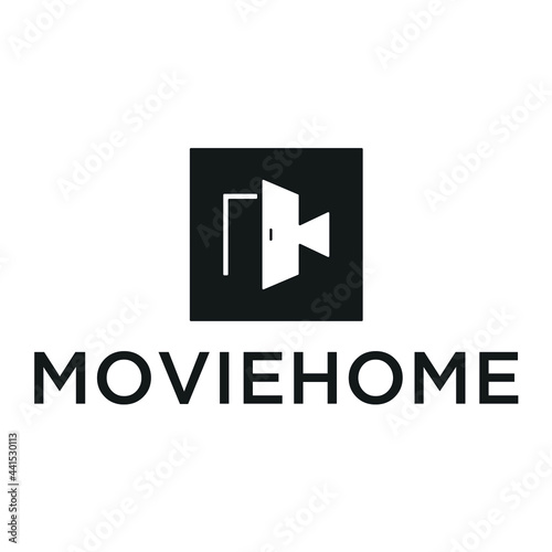 Door logo design with camera vector graphic