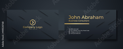 Black and gold creative business card template. Modern Business Card - Creative and Clean Business Card Template. Elegant luxury clean dark business card Vector illustration