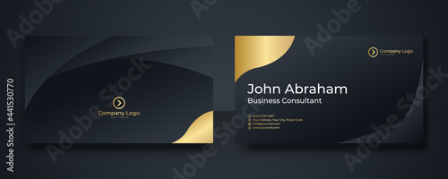 Black and gold creative business card template. Modern Business Card - Creative and Clean Business Card Template. Elegant luxury clean dark business card Vector illustration