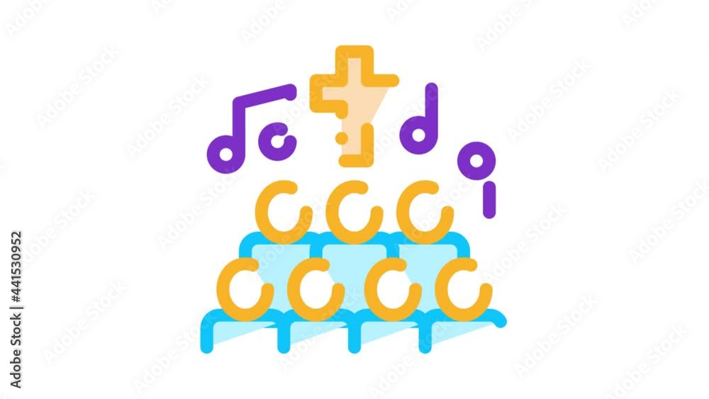 Church Choir Singing Song Concert animated icon on white background Church Choir Singing Song Concert animated icon on white background