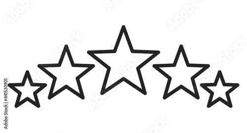 Five stars icons vector isolated. Symbol of success. Line art style  rating and evaluation.