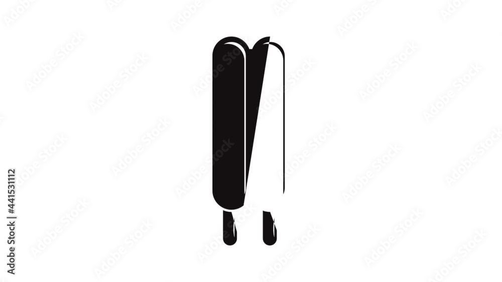 Two sticks ice cream icon animation simple best object on white Two sticks ice cream icon animation simple best object on white