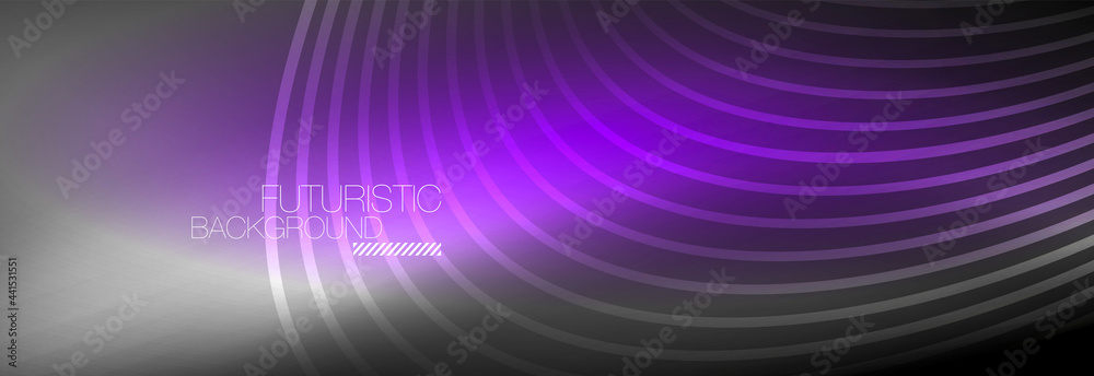 Dark abstract background with glowing neon circles. Trendy layout template for business or technology presentation, internet poster or web brochure cover, wallpaper Dark abstract background with glowing neon circles. Trendy layout template for business or technology presentation, internet poster or web brochure cover, wallpaper