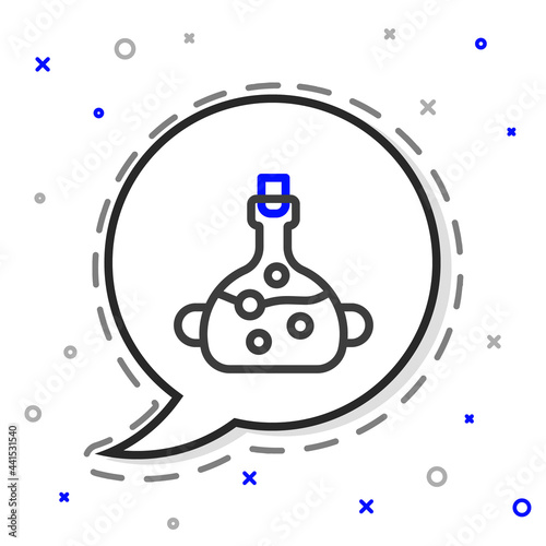Line Poison in bottle icon isolated on white background. Bottle of poison or poisonous chemical toxin. Colorful outline concept. Vector