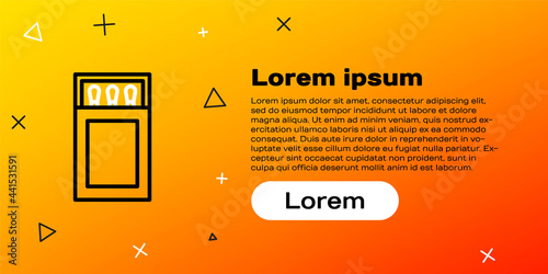 Line Open matchbox and matches icon isolated on yellow background. Colorful outline concept. Vector
