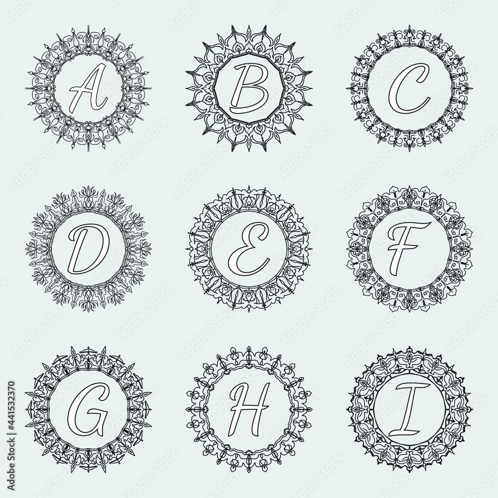 Circular pattern mandala art decoration elements Circular pattern mandala art decoration elements