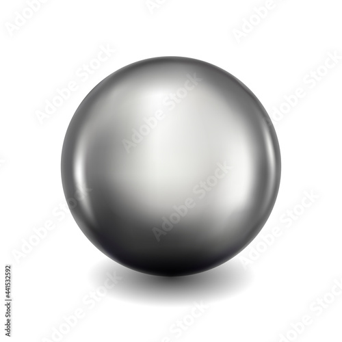 Large silver ball on a white background.