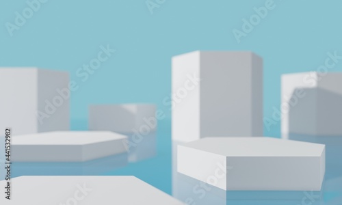 pedestal display stage mockup for cosmetic product, podium of stuff, abstract plate showcase for design,3d illustration rendering