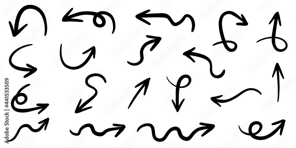 set of hand drawn arrows isolated on white background. for business infographic, banner, web and concept design.Vector doodle design elements. set of hand drawn arrows isolated on white background. for business infographic, banner, web and concept design.Vector doodle design elements.