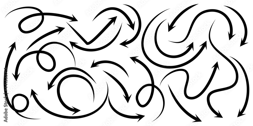 set of hand drawn arrows isolated on white background. for business infographic, banner, web and concept design.Vector doodle design elements. set of hand drawn arrows isolated on white background. for business infographic, banner, web and concept design.Vector doodle design elements.