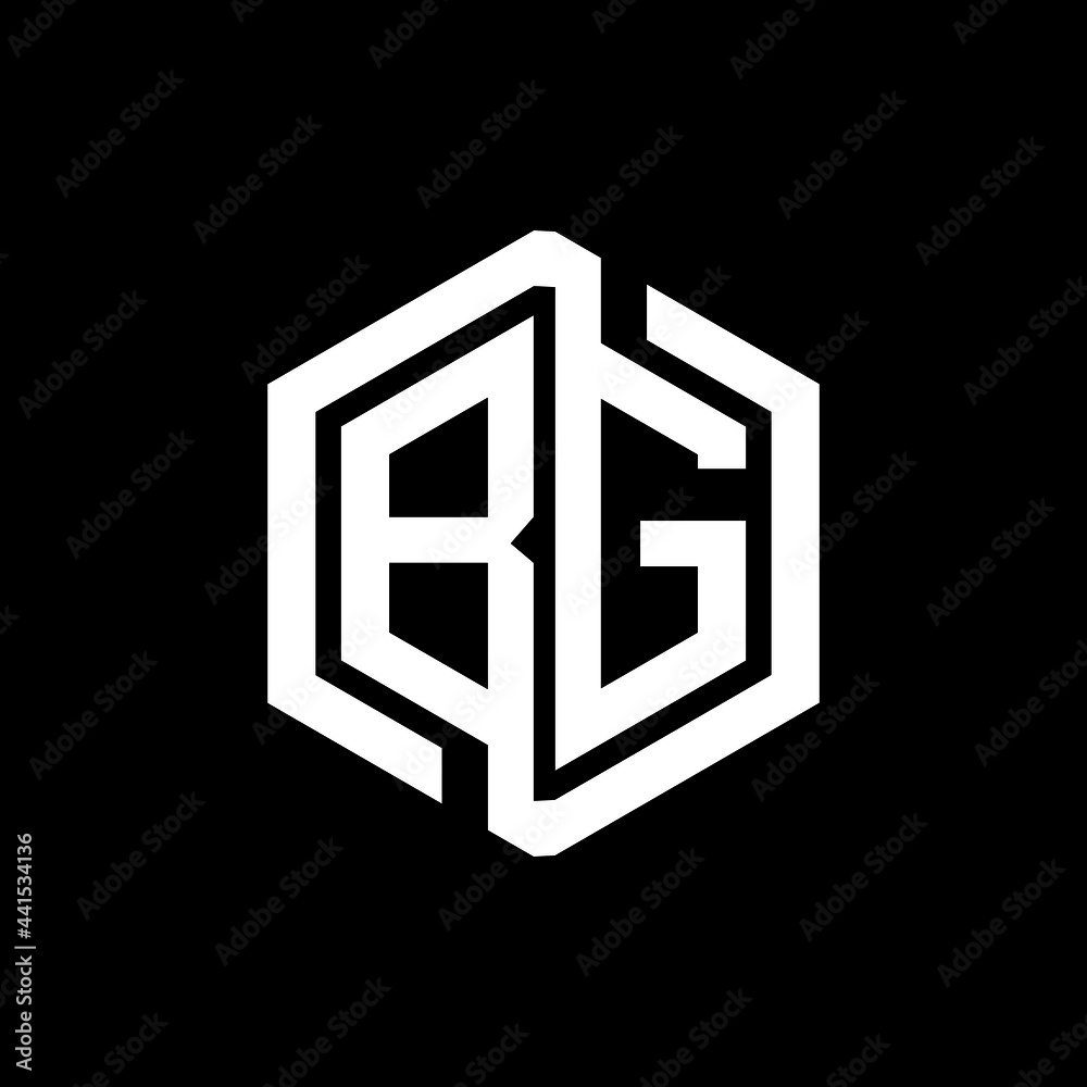 Vecteur Stock BG letter logo design with black background in ...