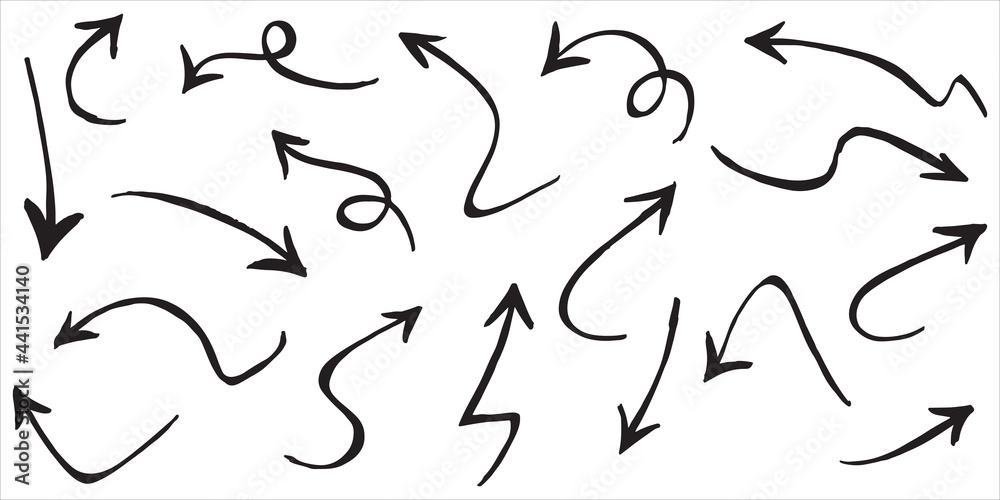 set of hand drawn arrows isolated on white background. for business infographic, banner, web and concept design.Vector doodle design elements. set of hand drawn arrows isolated on white background. for business infographic, banner, web and concept design.Vector doodle design elements.