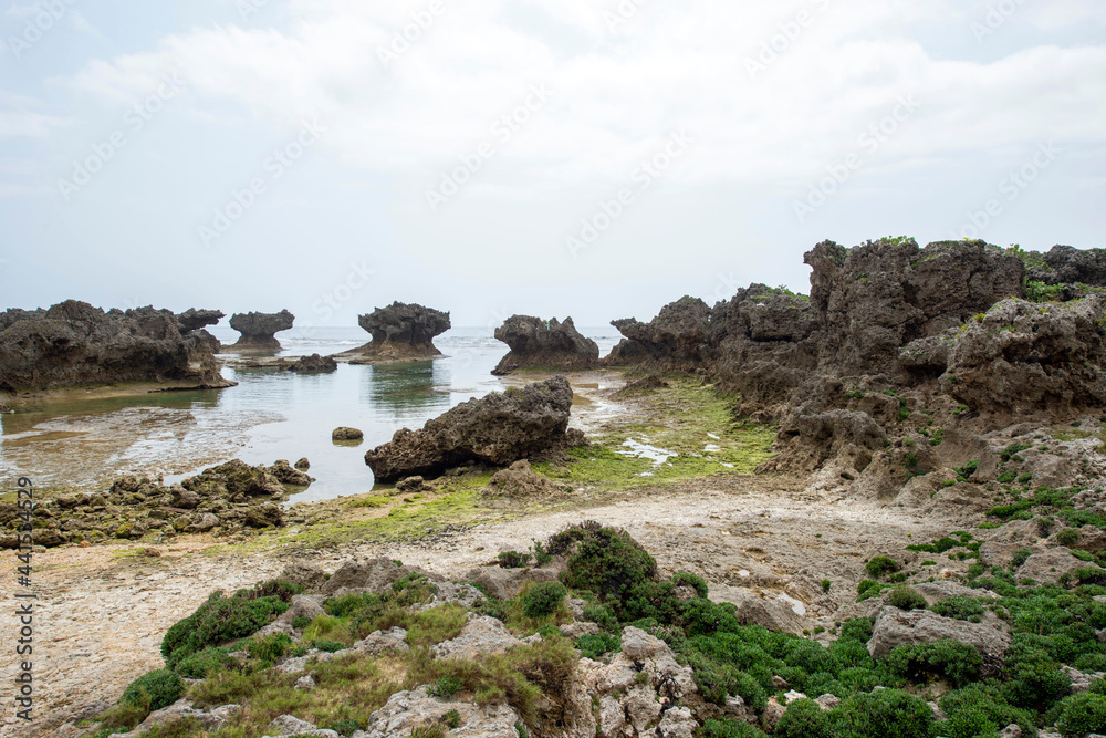 鹿児島県　沖永良部島のウジジ浜の奇岩