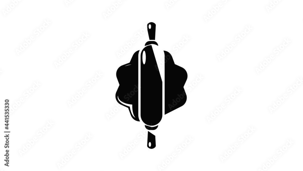 Dough rolling pin icon animation simple best object on white
