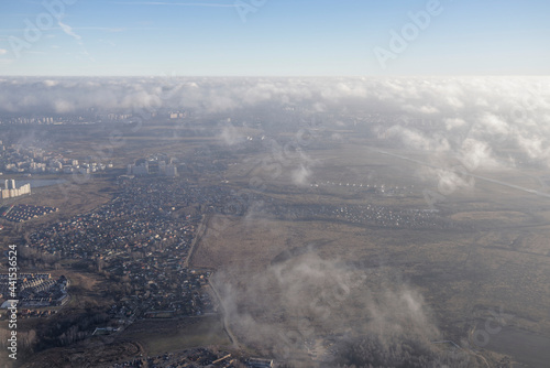 View of the Moscow from under the wing of an aircraft photo