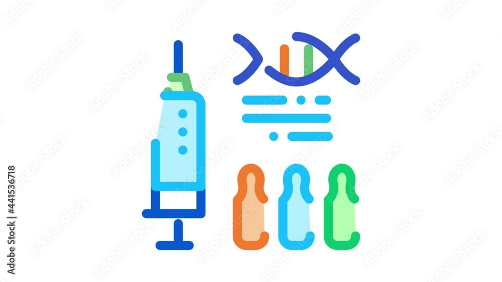 Syringe with Ampoules Biohacking animated icon on white background Syringe with Ampoules Biohacking animated icon on white background