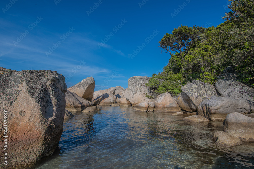 Naklejka premium A view of Santa Giulia beach in Corsica Island in France 