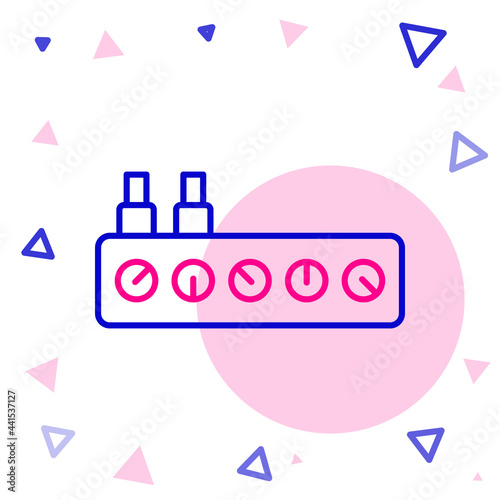 Line Sound mixer controller icon isolated on white background. Dj equipment slider buttons. Mixing console. Colorful outline concept. Vector