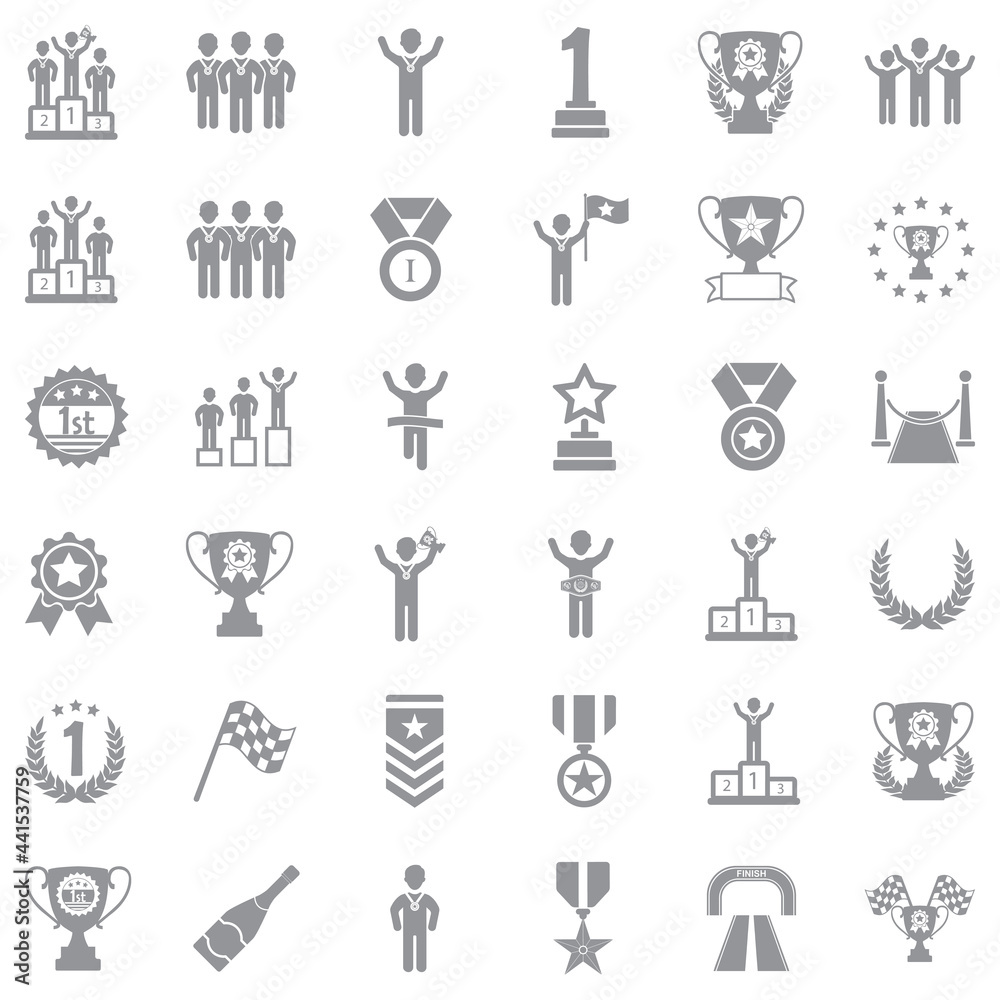 Champion Icons. Gray Flat Design. Vector Illustration. Champion Icons. Gray Flat Design. Vector Illustration.
