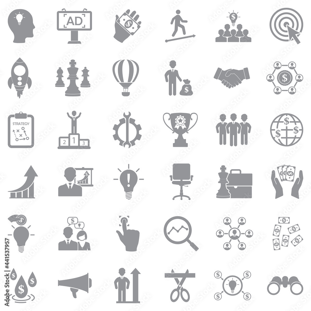 Start Up Icons. Gray Flat Design. Vector Illustration. Start Up Icons. Gray Flat Design. Vector Illustration.