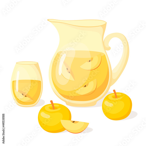 apple cider for Thanksgiving. festive drink. vector in cartoon style.