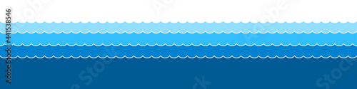 Water waves background. Sea, ocean or river concept. Flat style. Vector illustration