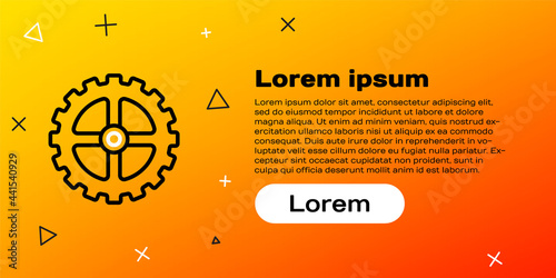 Line Bicycle sprocket crank icon isolated on yellow background. Colorful outline concept. Vector