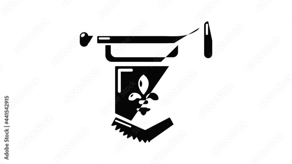 Ancient trumpet with flag icon animation simple best object on white Ancient trumpet with flag icon animation simple best object on white