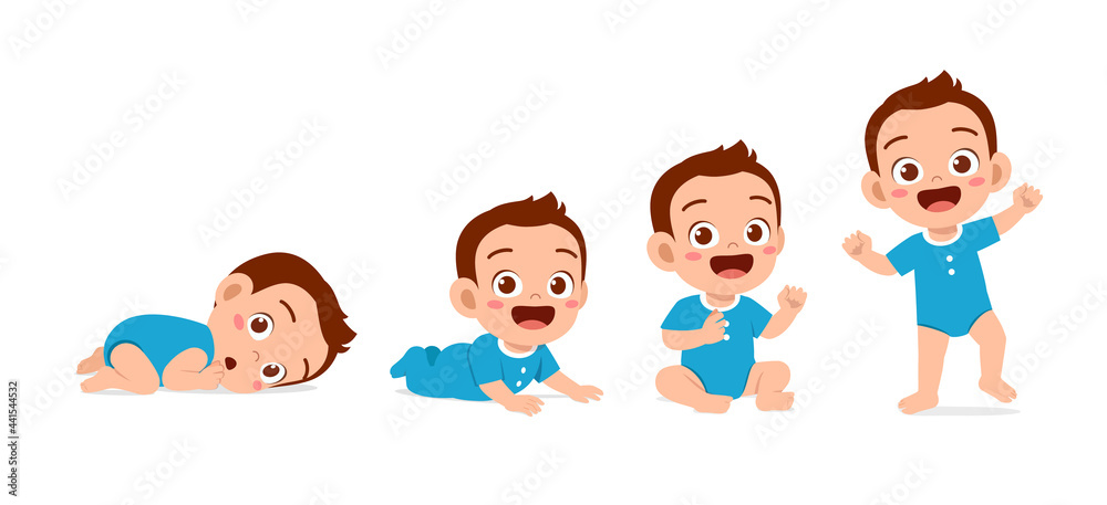 cute baby boy in growth cycle progress set cute baby boy in growth cycle progress set