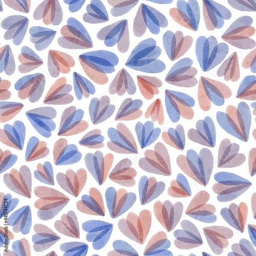 Watercolor seamless pattern with leaves and flowers
