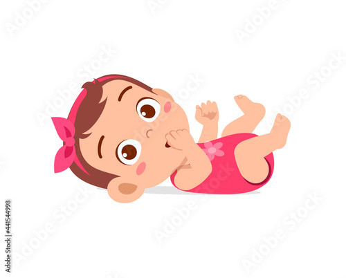 cute lttle baby girl sleep and smile