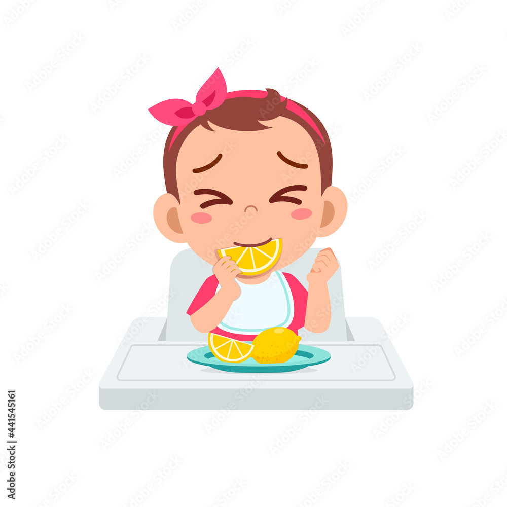 cute little baby girl eat fruit and sour lemon cute little baby girl eat fruit and sour lemon