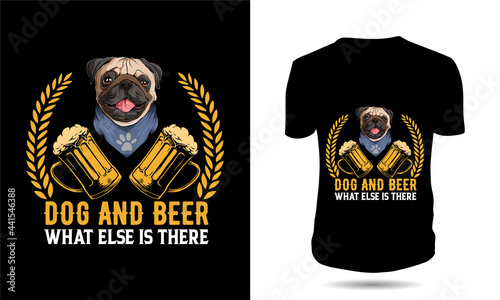 Dog and beer tshirt design template